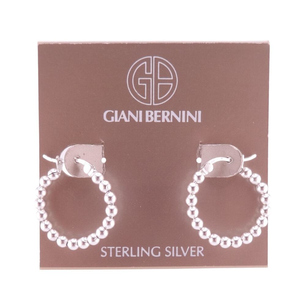 Giani Bernini Sterling Silver Beaded Balls Round Hoop Earrings 7/8" NWT
